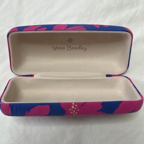 Vera Bradley Clam Eyeglass Case 6" x 2 3/4" x 2 1/2" Blue & Pink Floral - Picture 5 of 6